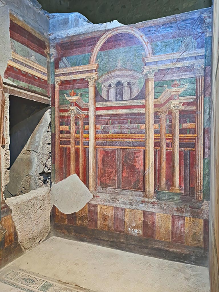 Villa of Mysteries, Pompeii. November 2023. Room 16, south wall. Photo courtesy of Giuseppe Ciaramella.