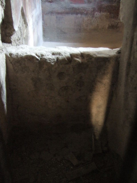 Villa of Mysteries, Pompeii. May 2006. Room 20, looking through hole into room 16.

