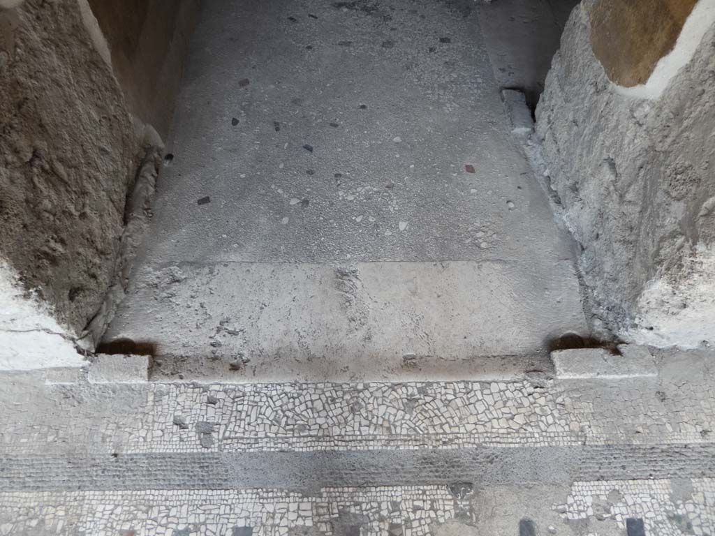 Villa of Mysteries, Pompeii. September 2017. Doorway threshold into corridor F1, from portico P1.
Foto Annette Haug, ERC Grant 681269 DÉCOR.
