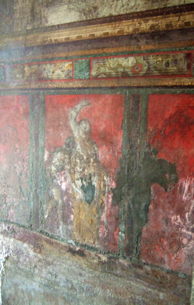 Villa of Mysteries, Pompeii. May 2006. Wall painting in north-east corner.
