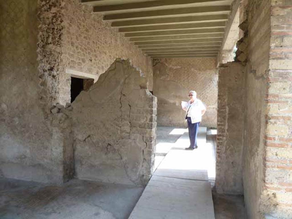 Villa of Mysteries, Pompeii. May 2010. Room 10, south wall, looking south along portico P3.