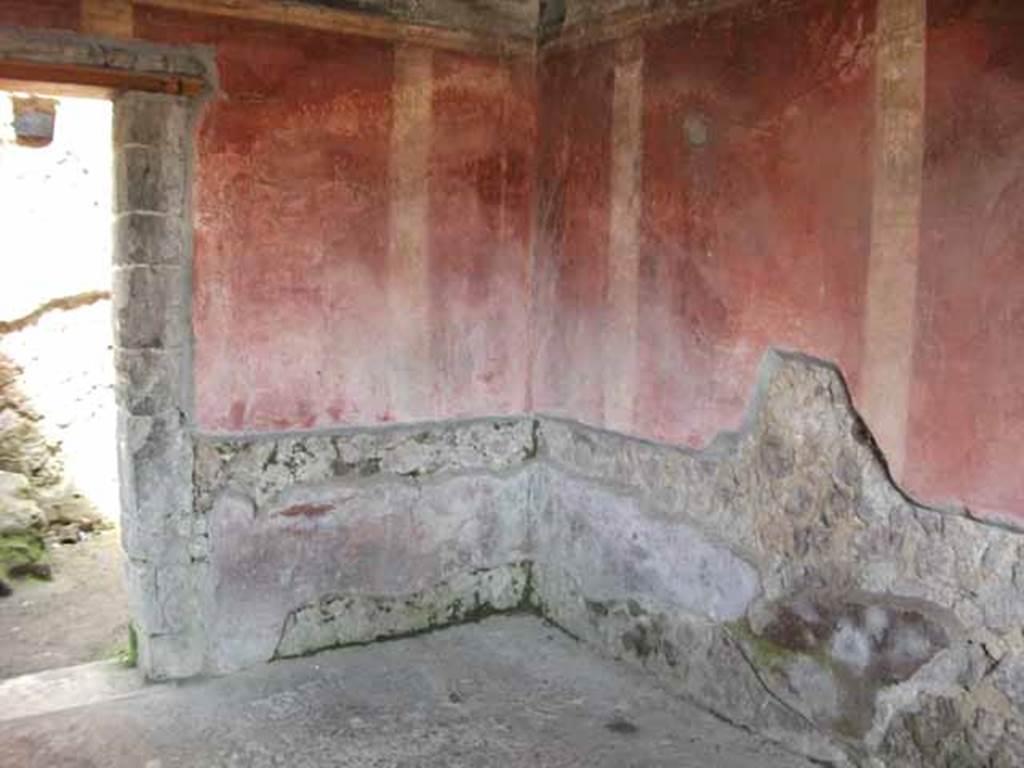 Villa of Mysteries, Pompeii. May 2010. North-east corner of peristyle D. 
The statue of Livia was found in this corner.
