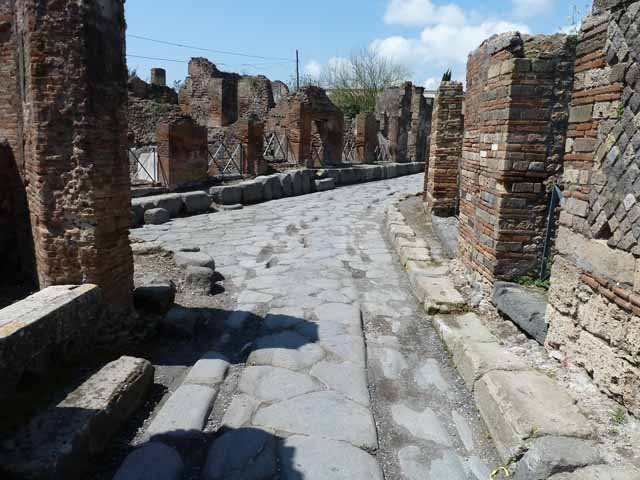 Via Consolare. April 2014. Looking north from junction with Vicolo del ...