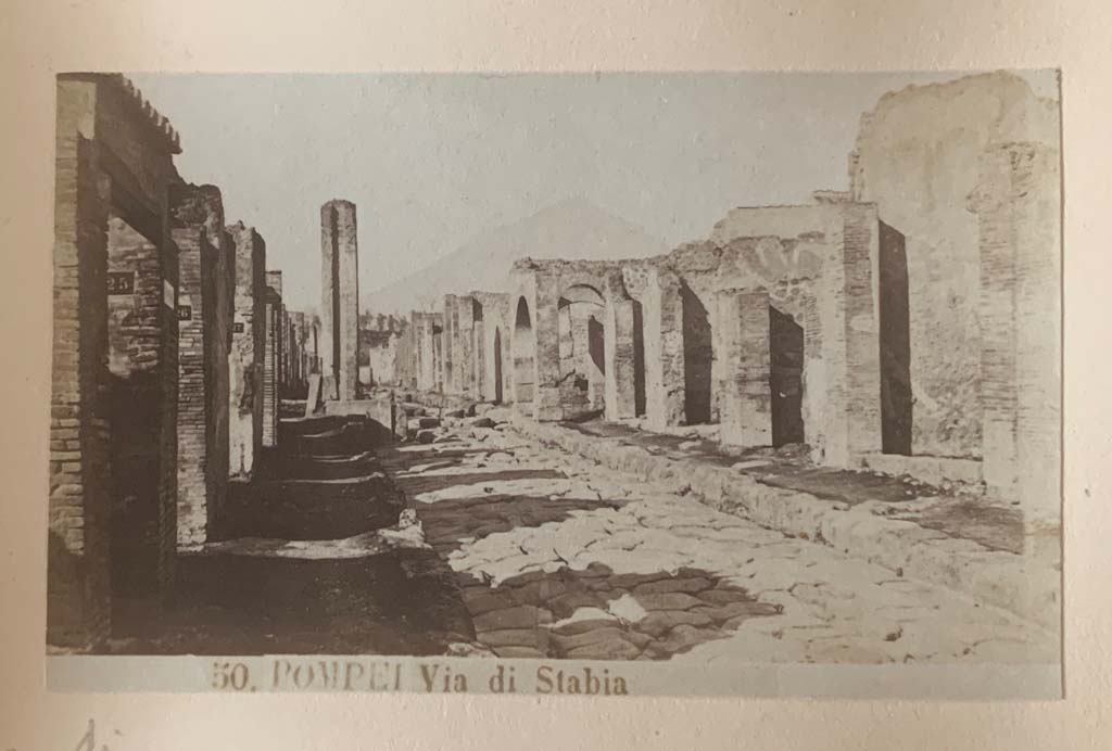 Via Stabiana, Pompeii. From an album dated 1882. Looking north from between VII.1 and IX.2.
Photo courtesy of Rick Bauer.
