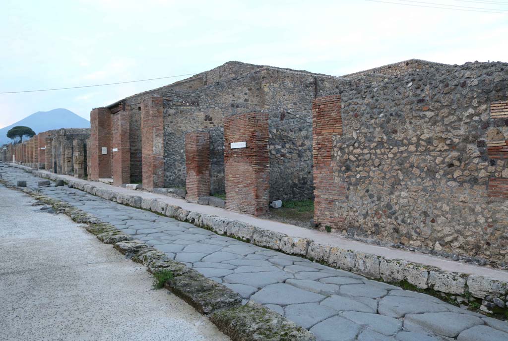 Via Stabiana, east side, Pompeii. December 2018. Looking north along IX.3, from IX.3.9, on right. Photo courtesy of Aude Durand