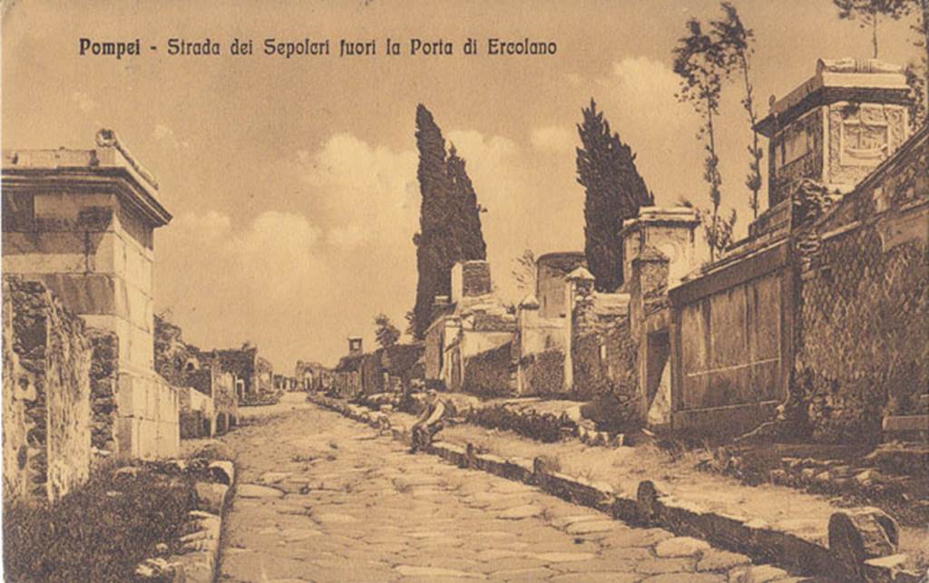 Via dei Sepolcri. Old postcard by Terni, c.1912. Looking south from HGW23 to junction with Via Superior. Photo courtesy of Drew Baker.