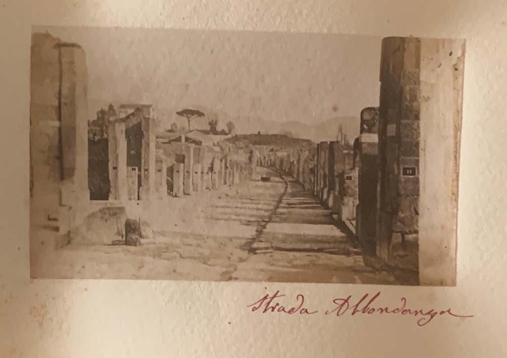 Via dell’ Abbondanza, Pompeii. From an album dated c.1875-1885. Looking east. Photo courtesy of Rick Bauer.