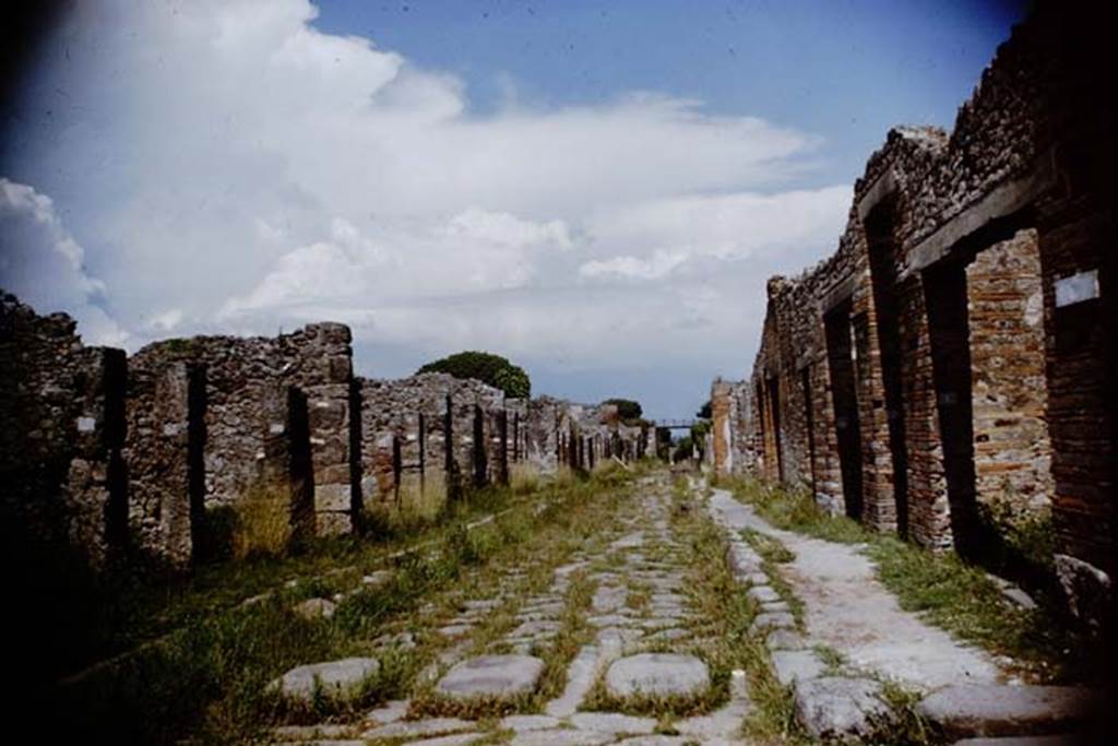 Via di Nola, Pompeii. 1964. Looking east between V.2 and IX.5, from junction with Vico di Tesmo, on right. Photo by Stanley A. Jashemski.
Source: The Wilhelmina and Stanley A. Jashemski archive in the University of Maryland Library, Special Collections (See collection page) and made available under the Creative Commons Attribution-Non Commercial License v.4. See Licence and use details.
J64f1226

