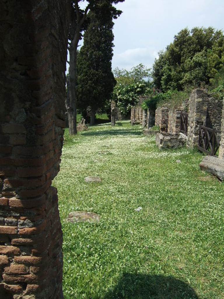 HGE19 Pompeii. May 2006. Looking north along line of foundations of columns for colonnade.