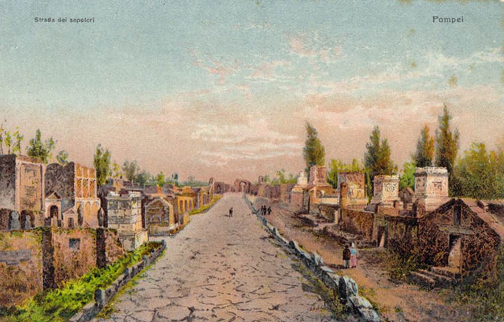 HGE40 Pompeii. Old postcard by Stengel. HGE40 is the smaller aedicula tomb on the left. Photo courtesy of Drew Baker.