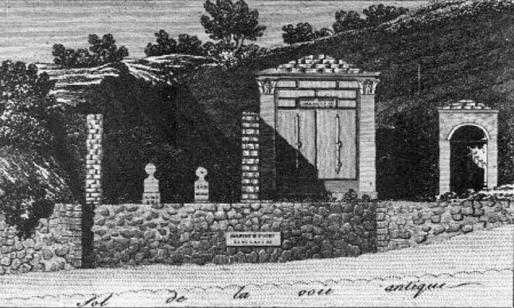 HGE42 Pompeii. 1824 drawing by Mazois showing HGE42 on left with HGE41 on right. See Mazois, F., 1824. Les Ruines de Pompei: Premiere Partie. Paris: Didot Freres. (pl. 4, fig. 1).
