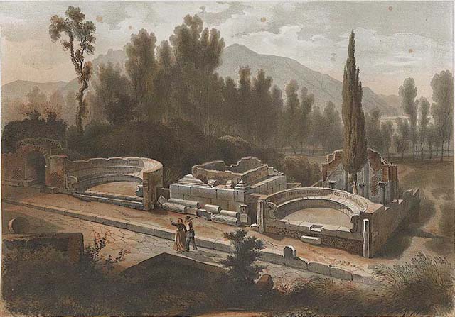 HGW01 Pompeii. 1862 painting of tombs HGW01-HGW04. See Niccolini F, 1862. Le case ed i monumenti di Pompei: Volume Secondo. Napoli,  Descr. Gen. tav. 7.