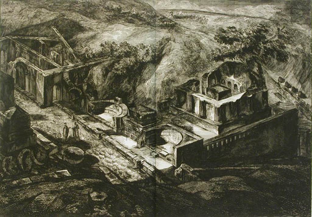 HGW01-4 Pompeii. Woodcut by Samuel Palmer, looking along the tombs towards the Herculaneum Gate
See Dickens C., 1846. Pictures from Italy. Whitefriars, London: Bradbury and Evans.
