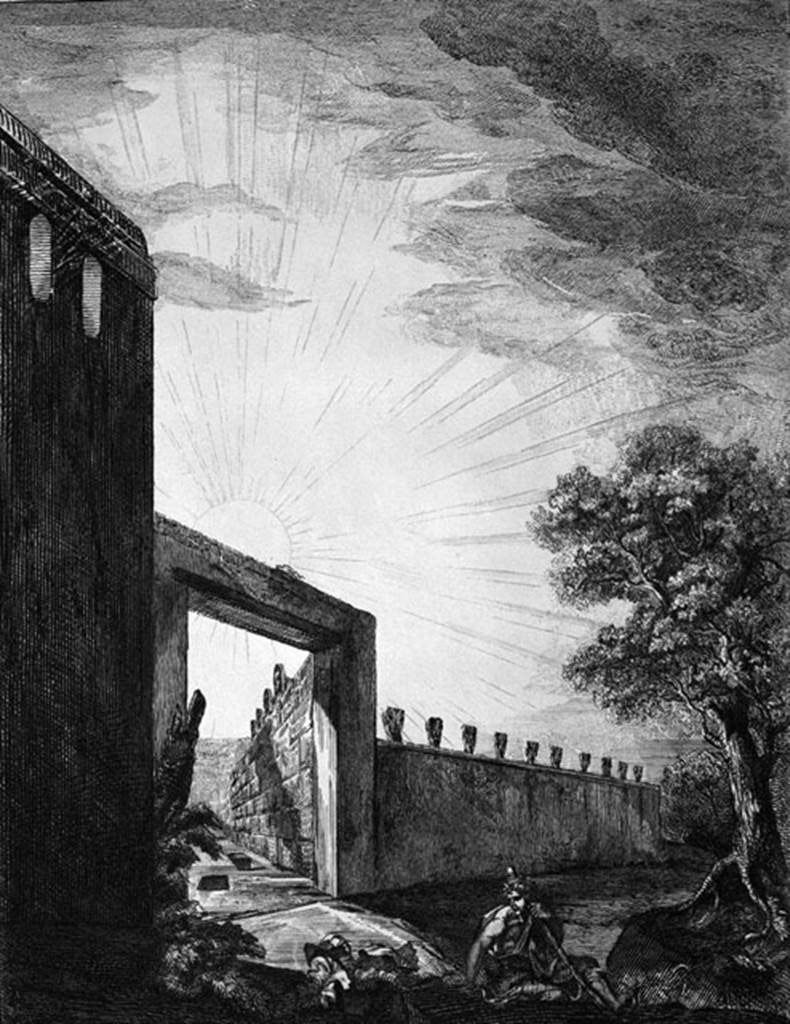 HGW04c Pompeii. View outside the principal door to the tomb of Mamia. See Piranesi, F, 1804. Antiquites de la Grande Grece: Tome 2. Paris: Piranesi and Le Blanc. (pl. 42).