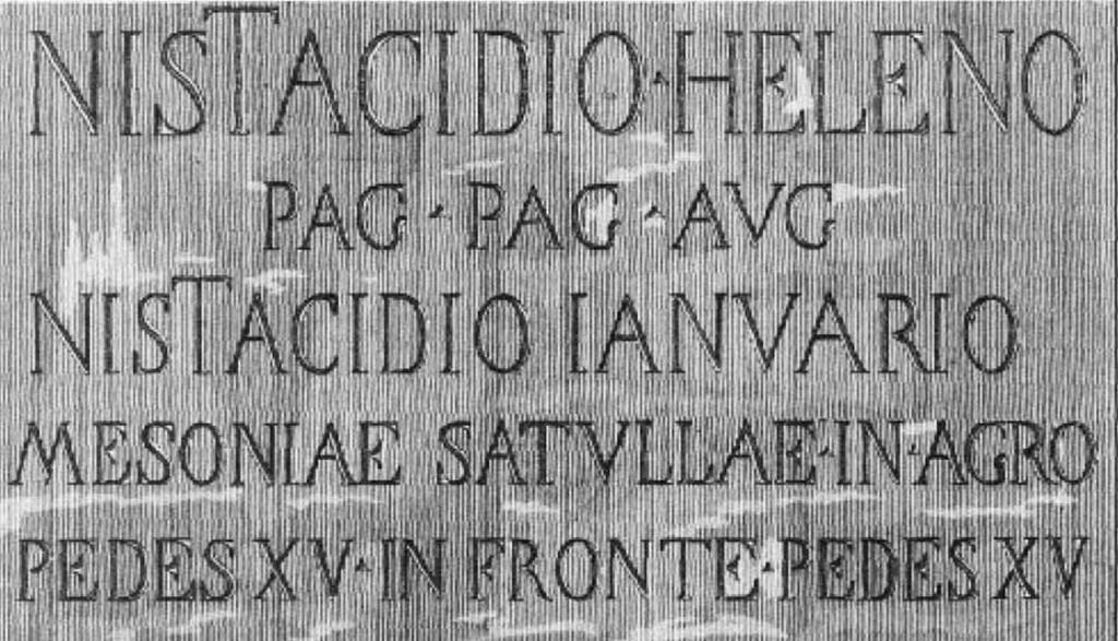 HGW21 Pompeii. 1824 drawing of inscription on plaque. See Mazois, F., 1824. Les Ruines de Pompei: Premiere Partie. Paris: Didot Freres. (pl 23,5).