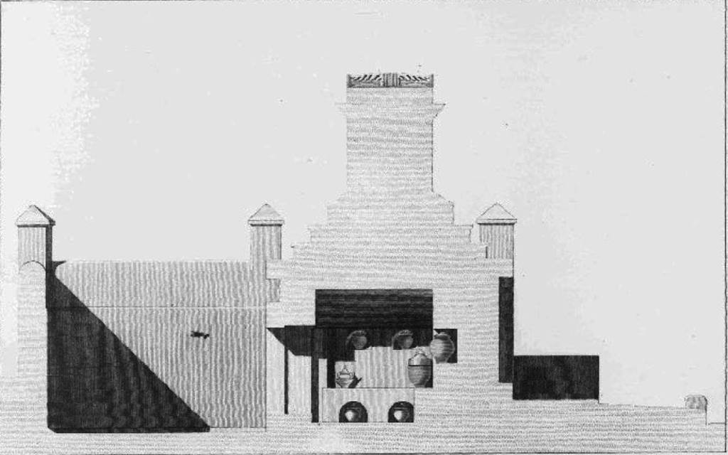 HGW22 Pompeii. 1824 cross section of tomb and tomb chamber. See Mazois, F., 1824. Les Ruines de Pompei: Premiere Partie. Paris: Didot Freres. (pl. 22,1).