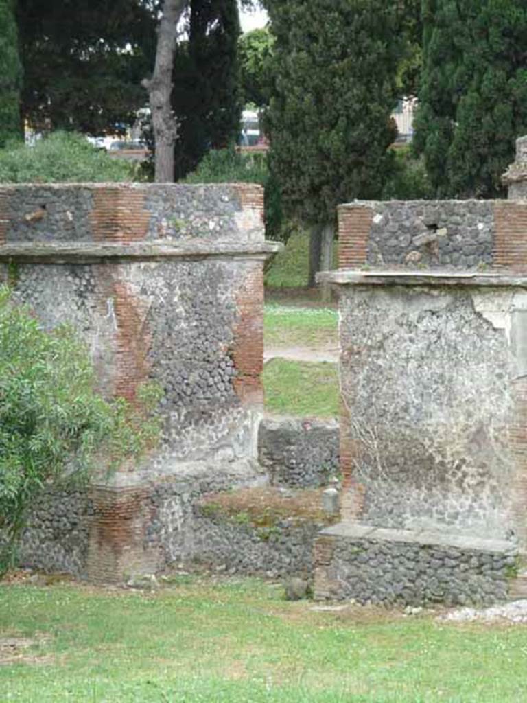 Pompeii Porta Nocera. May 2010. Tombs 10EN, 8EN and 6EN, rear north sides.