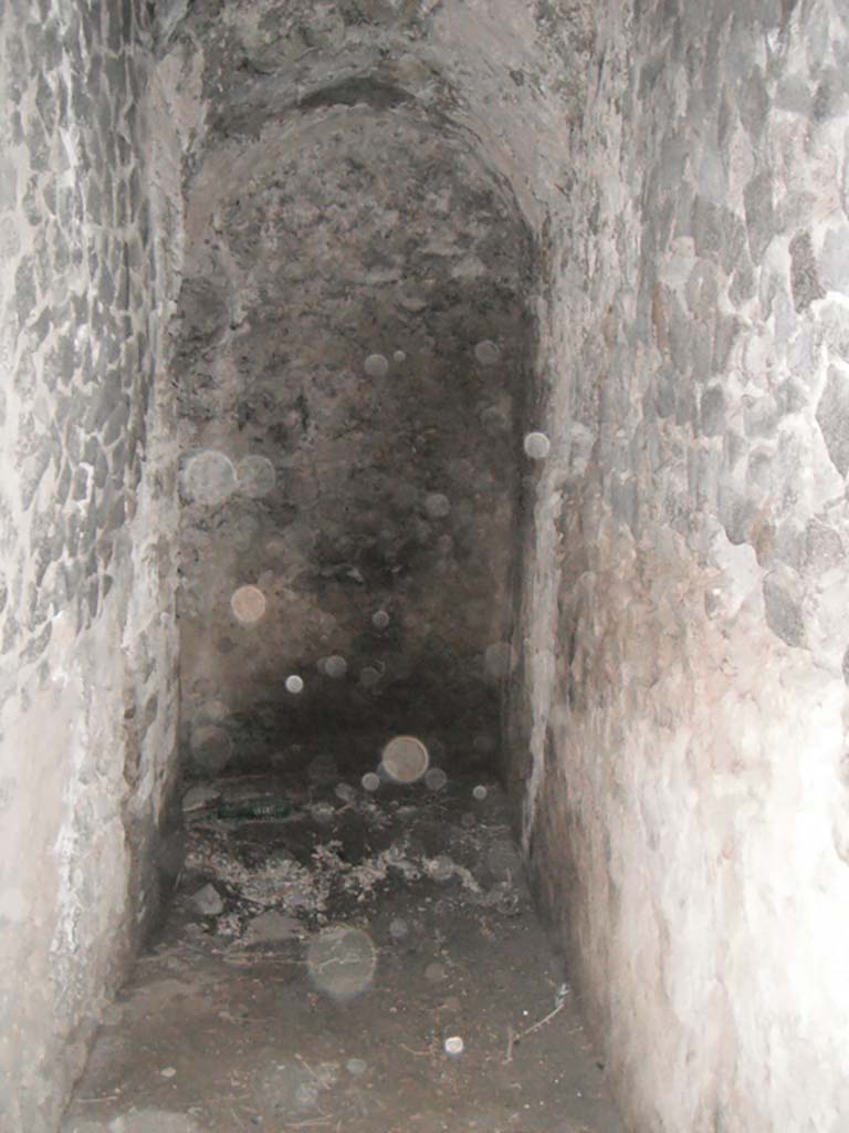 Tower V, Pompeii. May 2011. 
Looking south along corridor at rear of vaulted room. Photo courtesy of Ivo van der Graaff.
