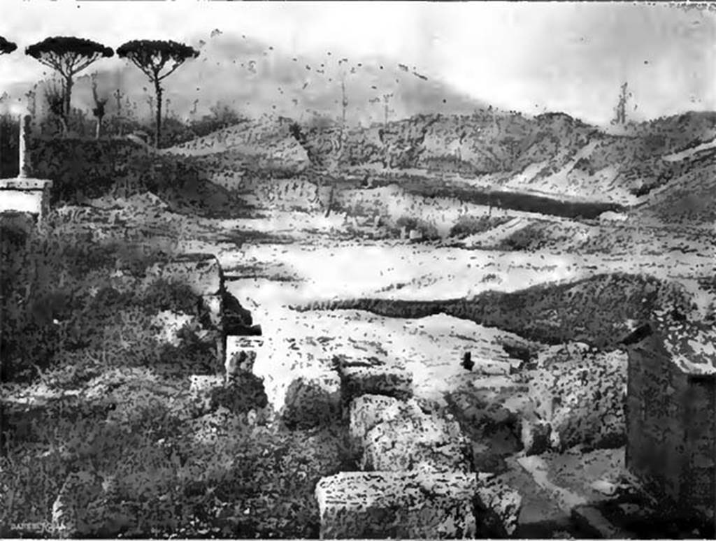 Villa of T. Siminius Stephanus. 1910 excavations to enlarge the area outside of the Vesuvian Gate. Looking north towards area that the Villas 20 and 21 would have been buried beneath. See Notizie degli Scavi di Antichità, 1910, p.558, fig 2.