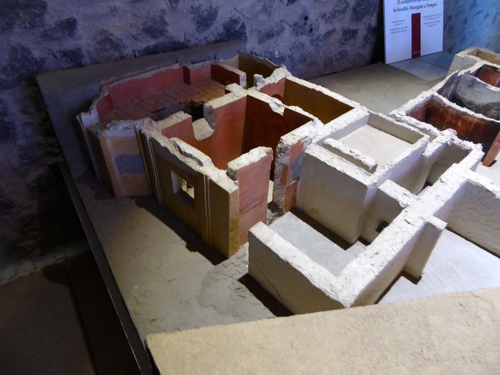 Complesso dei triclini in località Moregine a Pompei. September 2015. Baths suite looking north-east on December 2000 model.
Foto Annette Haug, ERC Grant 681269 DÉCOR.
