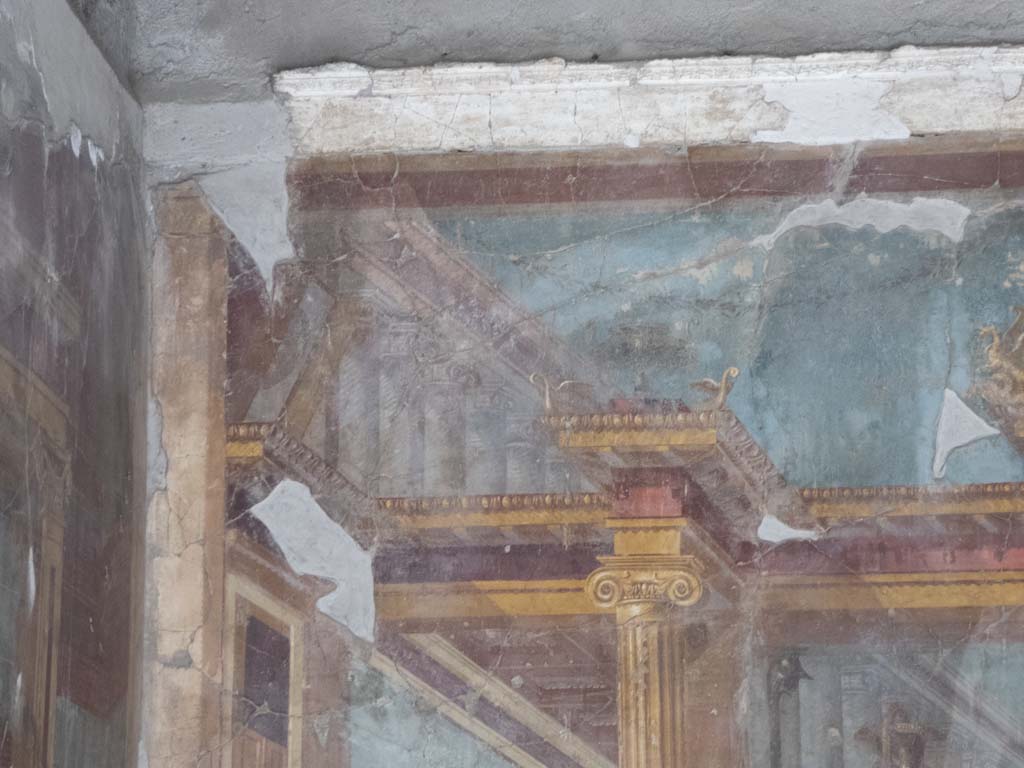 Oplontis Villa of Poppea, September 2017. Room 23, detail from upper west wall in south-west corner.
Foto Annette Haug, ERC Grant 681269 DÉCOR.

