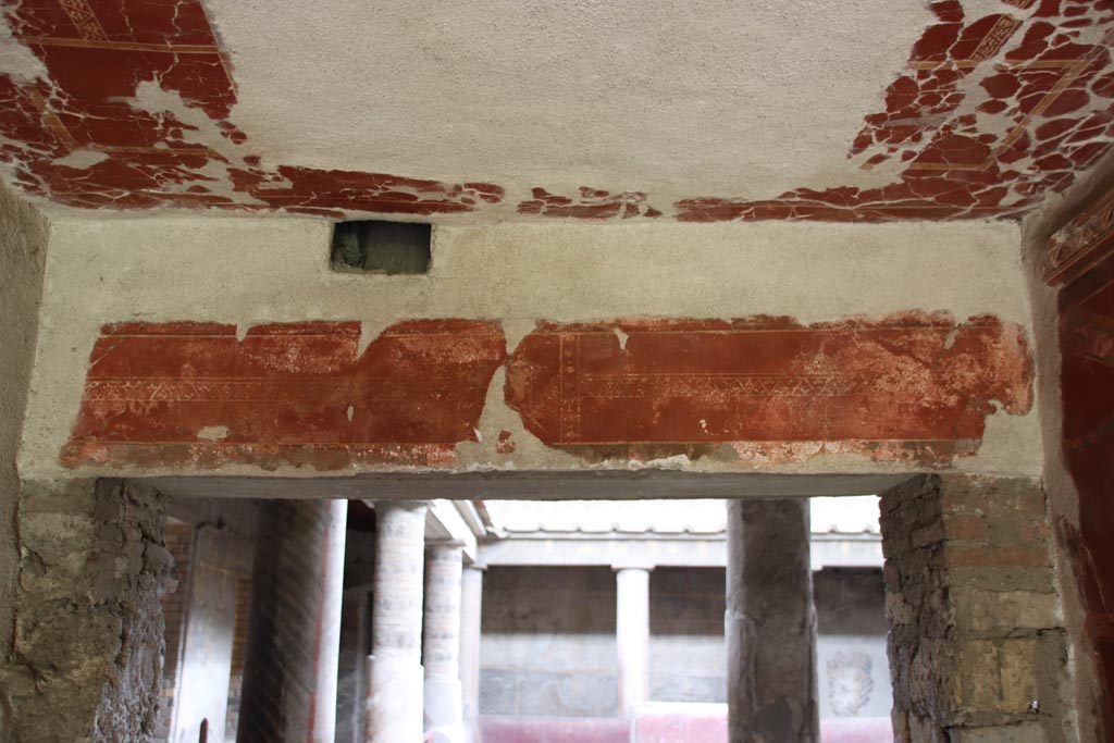 Oplontis Villa of Poppea, May 2024. Corridor 37, detail from north wall and ceiling. Photo courtesy of Klaus Heese.