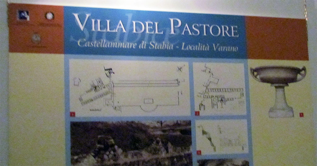 Stabiae, Villa del Pastore. Information board at Quisisana.
Photo courtesy of Donna Dollings. 
