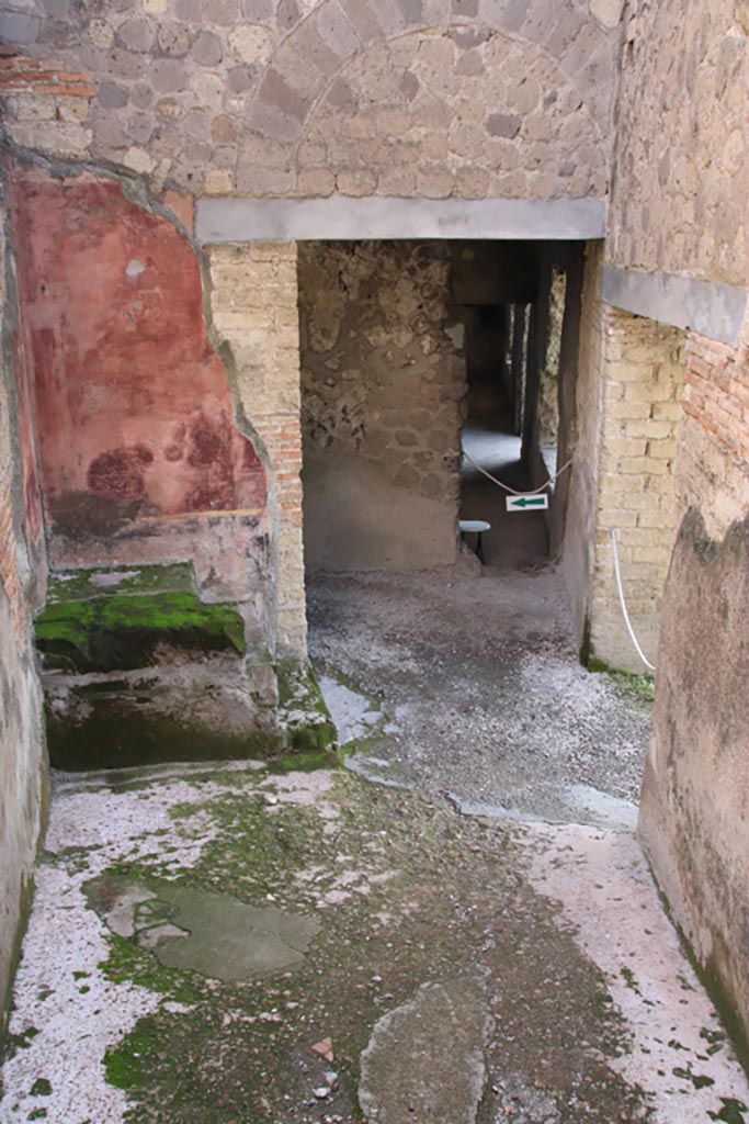 Stabiae, Villa Arianna, October 2022.  
Room G, looking south towards doorway to entrance hallway L. Photo courtesy of Klaus Heese
