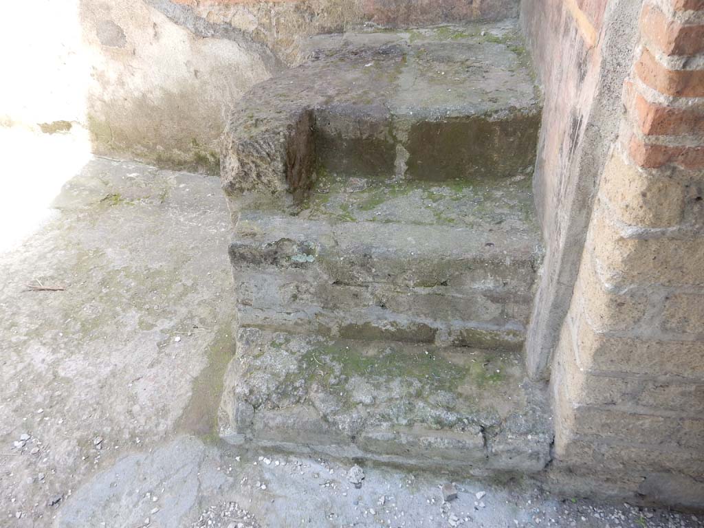 Stabiae, Villa Arianna, June 2019. Room G, masonry steps in south-east corner. Photo courtesy of Buzz Ferebee.