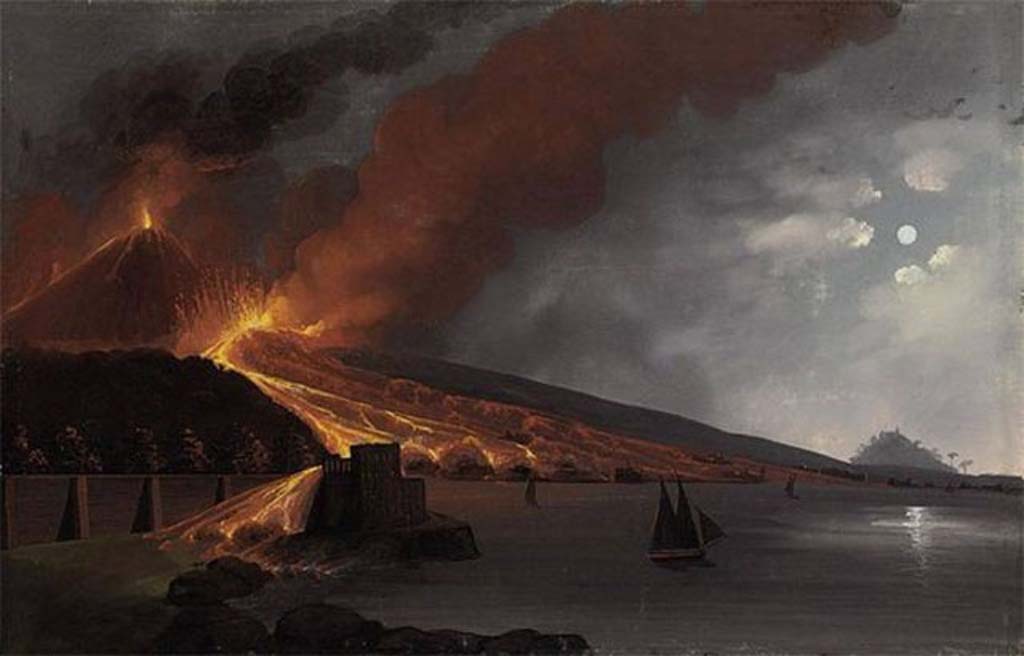 Vesuvius Eruption 1794. The Destruction of Torre del Greco. Naples School.