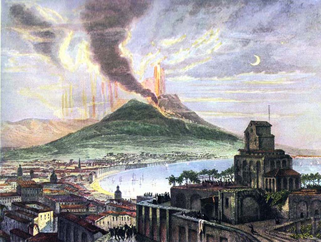 Vesuvius Eruption 1858. Artist unknown.