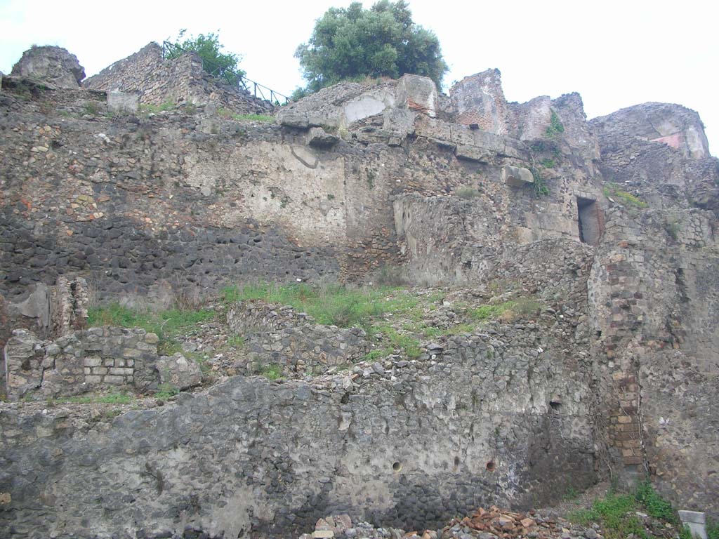 VIII.2.A, on left, VIII.2.1, on right, Pompeii. May 2010. 
Looking north towards rear lower levels, continuation from above. Photo courtesy of Ivo van der Graaff.
