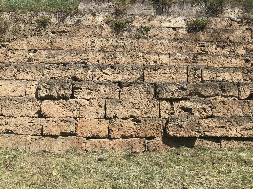 Walls on west side of Porta Nocera. April 2019. Detail of walling, looking north. Photo courtesy of Rick Bauer.