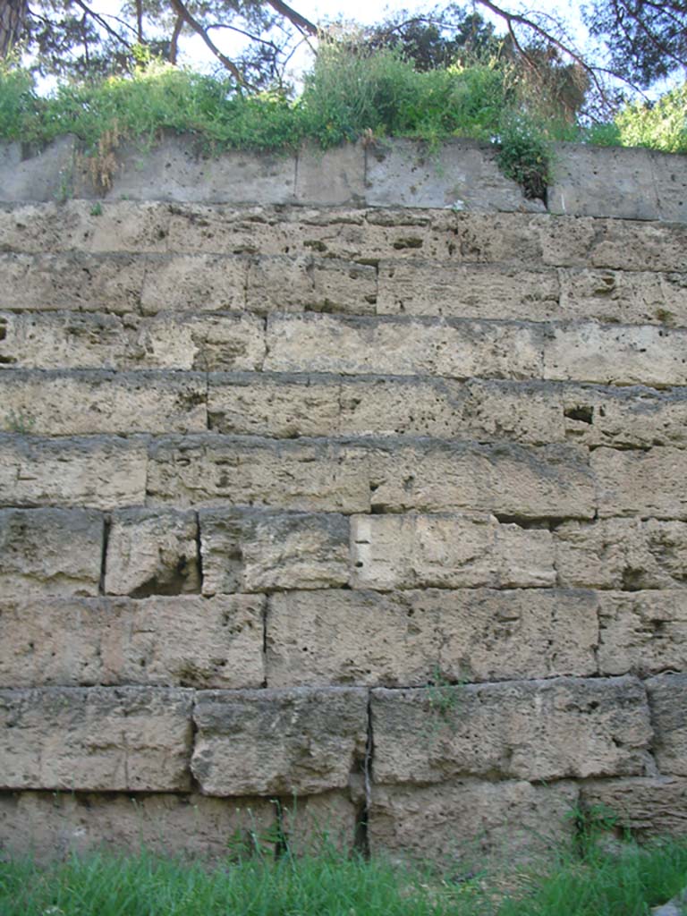 City Walls on south side, Pompeii. May 2010. 
Detail of City Wall on west side of Nocera Gate. Photo courtesy of Ivo van der Graaff.
