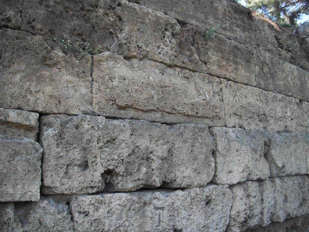 City Walls on south side of Pompeii. June 2012.
Looking east along City Walls, detail of stonework. Photo courtesy of Ivo van der Graaff.
