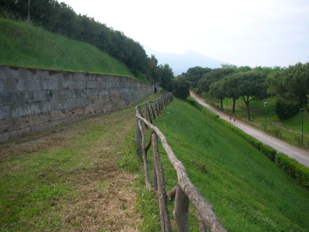 Walls on the east side of Pompeii, May 2010. Looking north towards Tower VI. Photo courtesy of Ivo van der Graaff.

