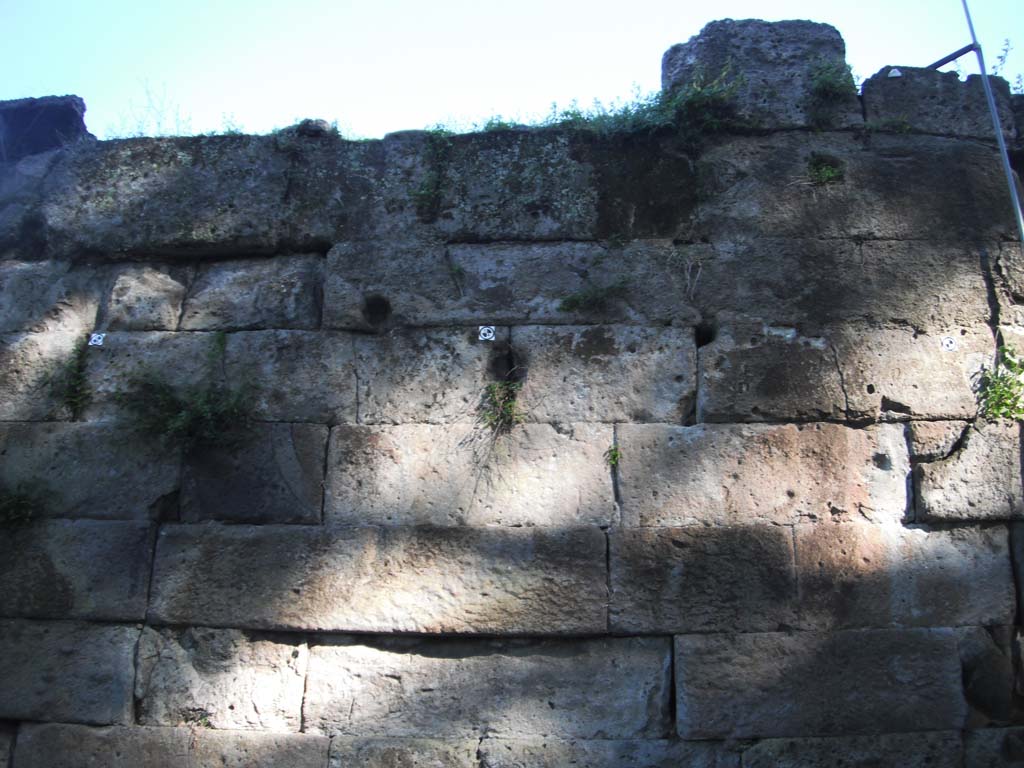 City Walls, Pompeii. June 2012. Upper north exterior wall on east side of Tower X. Photo courtesy of Ivo van der Graaff.